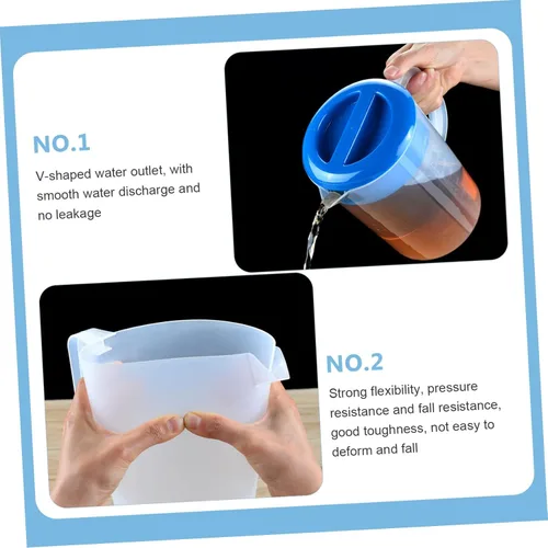 Vista 2 de Jarra de agua fría graduada, botellas de agua transparentes, bebidas de hielo, dispensador de bebidas de limonada, frigorífico, jarra de té de un