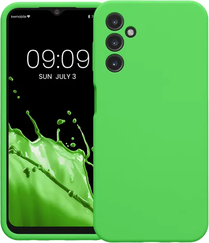 Vista 5 de kwmobile Funda Compatible con Samsung Galaxy A14 5G - Funda de teléfono de TPU y silicona con acabado suave - Verde Lima