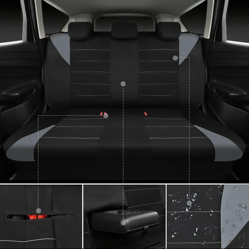 Vista 3 de CAR PASS Fundas de Asiento de Coche Impermeables Juegos Completos, Fundas de Asiento de Ajuste Universal para Coches, Juego de Fundas de Asiento