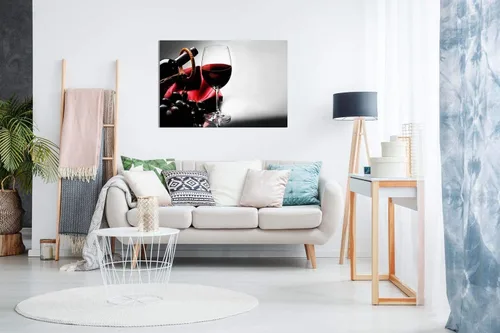 Vista 3 de Lienzo decorativo para pared, diseño de vino tinto, uva, cocina, 12 x 8 pulgadas