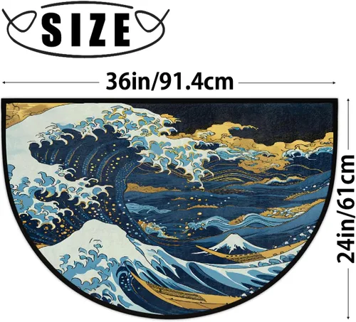 Vista 22 de Felpudo Semicircular de Animales Libélula Boho Lavable Tapete Semicírculo Antideslizante Absorbente Alfombras de Media Luna para Entrada