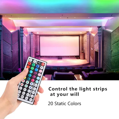 Vista 4 de Control remoto de tira de luces LED RGB de 44 teclas, reemplazo de control remoto IR para tira de luces LED SMD 5050 3528 2835 RGB (1 paquete)