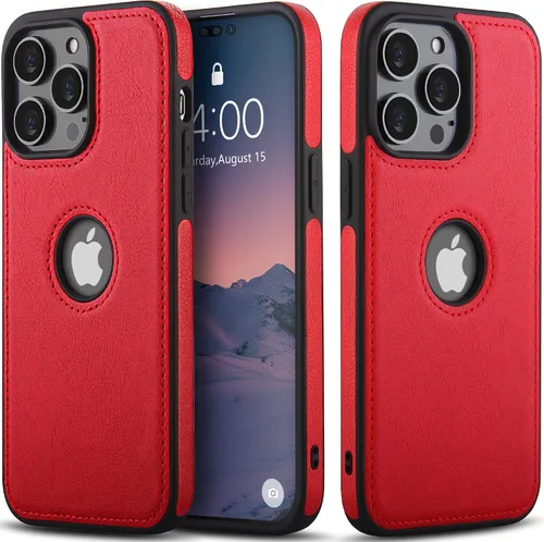 Vista 10 de WTCASE Funda de cuero para iPhone 14 Pro, delgada, flexible, agarre suave, funda de piel sintética de lujo Vgean para hombres, fundas duraderas Negro