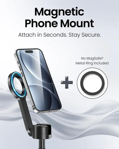 Vista 3 de UBeesize Trípode magnético de apertura automática de 70 pulgadas para iPhone, MagSafe Selfie Stick con control remoto, soporte de teléfono portátil