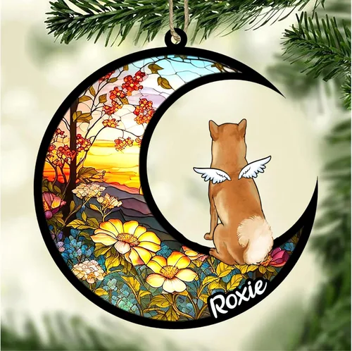 Vista 218 de LOVELYPOD Adorno de Navidad personalizado para perro Basset Hound (marrón) Basset Hound (marrón) adorno para atrapasoles de perro, razas de perros