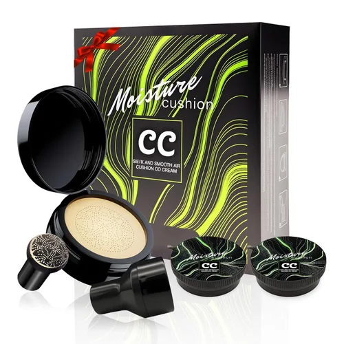 Vista 10 de Mushroom Head Air Cushion CC Cream - Base de maquillaje facial BB Cream para piel madura, corrector hidratante que ilumina el tono de piel uniforme