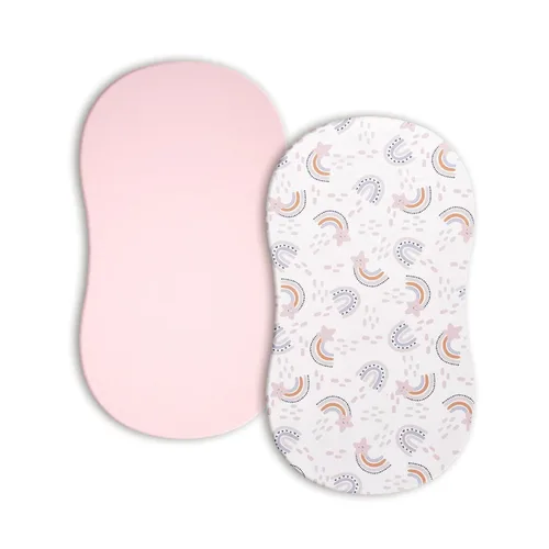 Vista 22 de Sábanas de moisés de bebé para niñas y niños, paquete de 2 sábanas de bebé para colchón de moisés cuadrado rectangular ovalado, 33 x 16 pulgadas
