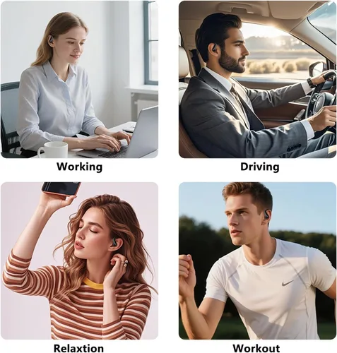 Vista 7 de Auriculares inalámbricos Bluetooth con ganchos, auriculares ENC con cancelación de ruido para deportes, reproducción de 60 horas de llamada clara