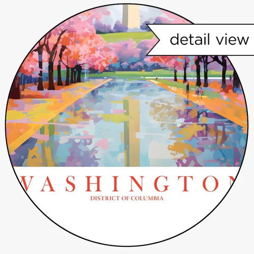 Vista 2 de ColorAndFlair Washington DC Travel Print Souvenir - Póster retro de DC para pared, diseño de monumento a Washington, pintura de paisaje