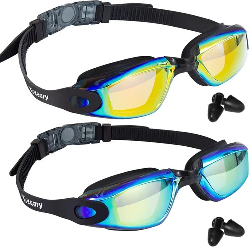 Vista 8 de Keary Paquete de 2 gafas de natación antivaho para adultos, jóvenes y niños mayores de 6 años, gafas de triatlón impermeables contra los rayos UV