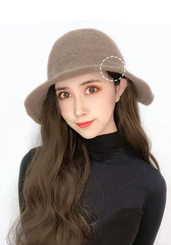 Vista 3 de Sombrero con extensión de cabello peinado largo ondulado para mujeres y niñas