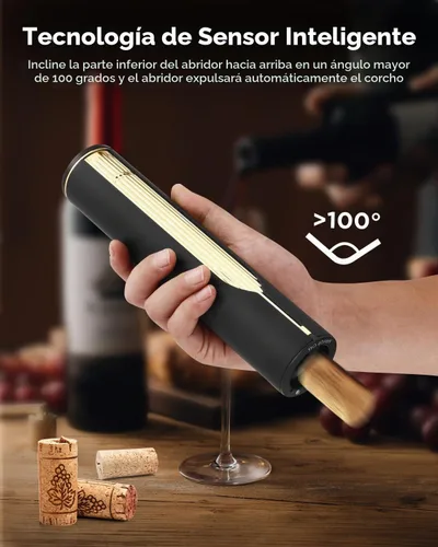 Vista 5 de Newise Abridor de Vino Eléctrico Recargable con Base de Carga y Cortador de Papel de Aluminio, Sacacorchos Automático para 60 Botellas, Regalo