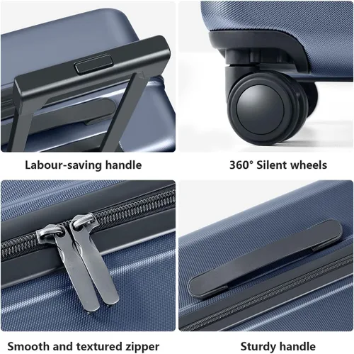 Vista 6 de AnyZip Maletas de equipaje con ruedas giratorias PC+ABS Hardshell TSA Lock, Azul marino