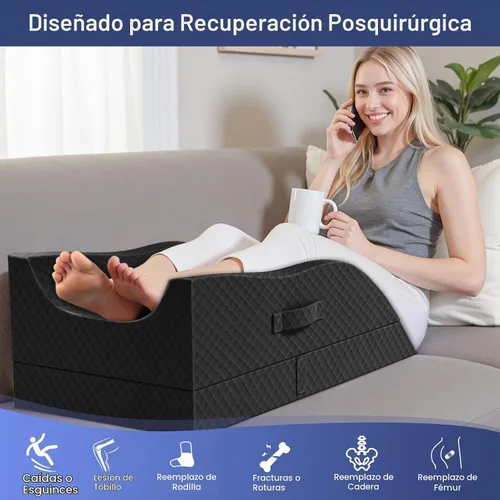 Vista 7 de CushZone - Almohada de pierna, almohada elevadora de pierna con almohadilla y espuma viscoelástica, almohada de apoyo de altura ajustable