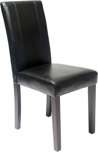 Vista 5 de Silla Parson de madera maciza con almohadilla de cuero, estilo urbano, juego de 2 unidades, de Roundhill, Madera, Negro