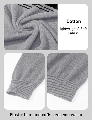 Vista 48 de MAGCOMSEN Suéteres de algodón con cremallera de 1/4 para hombre, suéter tipo polo, a rayas, para otoño e invierno, sudaderas cálidas
