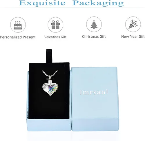 Vista 45 de Imrsanl Collar con dije de urna de cremación en forma de corazón para cenizas humanas – Un pedazo de mi corazón vive en el cielo