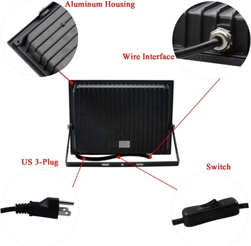 Vista 4 de Luz de inundación de luces negras de 60 W, luz negra con enchufe e interruptor para fiesta brillante, gran espacio, luces LED negras impermeables