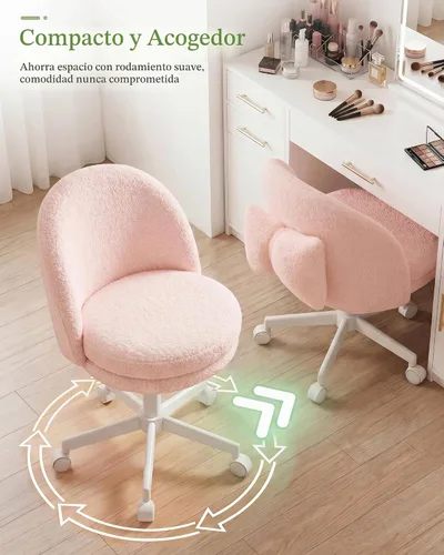 Vista 7 de GTPOFFICE Silla de tocador con respaldo, silla de oficina alta ajustable, taburetes de bar giratorios altos, silla de escritorio mullida y bonita