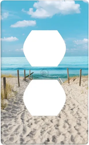 Vista 12 de Blue Ocean White Sand Beach 2 Gang Combination Toggle Rocker - Placa de pared para interruptor de luz doble, cubierta de salida decorativa eléctrica