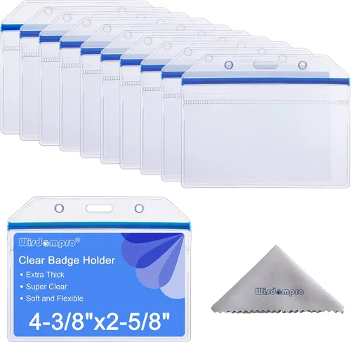 Vista 13 de Wisdompro 10 Fundas transparentes resistentes para identificación o tarjetas de trabajo, vinilo con cierre ziplock para tarjetas múltiples