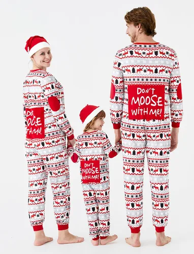Vista 2 de PATPAT Pijamas de Navidad para la familia, estampado de árbol de Navidad, reno, oso polar, manga larga, cremallera, pijamas, regalos