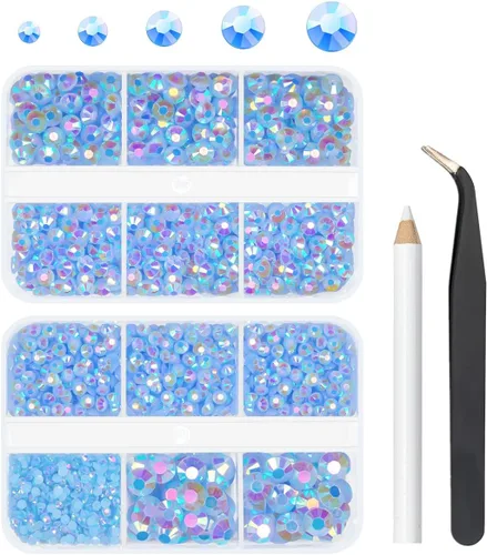 Vista 13 de qiipii Diamantes de imitación de resina AB verde aguamarina con pegamento B7000 para manualidades deslumbrantes de 2mm-6mm piedras gelatinosas