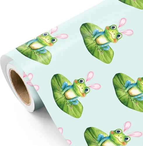 Vista 14 de WRAPAHOLIC Bookish Bunny - Rollo de papel de regalo, 17 pulgadas x 16.5 pies, conejo vintage con papel de regalo para niños y niñas, baby shower