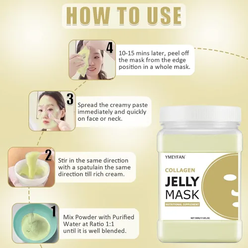 Vista 5 de YMEYFAN Máscara de gelatina en polvo para faciales profesionales – Mascarilla facial reafirmante e hidratante con colágeno, cuidado de la piel