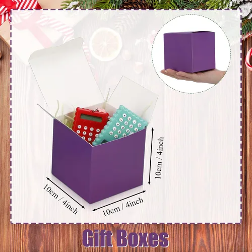 Vista 2 de Zhehao - Paquete de 48 cajas de regalo pequeñas de 10,2 x 10,2 x 10,2 cm, cajas de papel kraft cúbicas coloridas al por mayor, con tapas