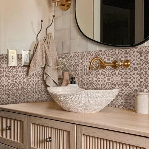 Vista 23 de Alwayspon Adhesivos de transferencia de azulejos de vinilo esmerilado para despegar y pegar, calcomanías autoadhesivas para azulejos de pared