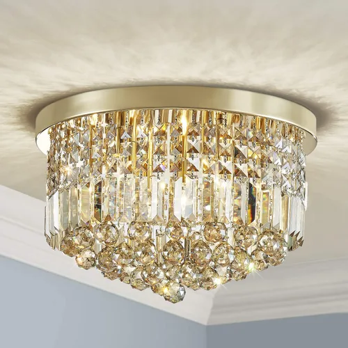 Vista 15 de Saint Mossi - Lámpara de araña de cristal K9 moderna de 9 luces, montaje empotrado, perfecto para comedor, baño, dormitorio, base de bombilla E12