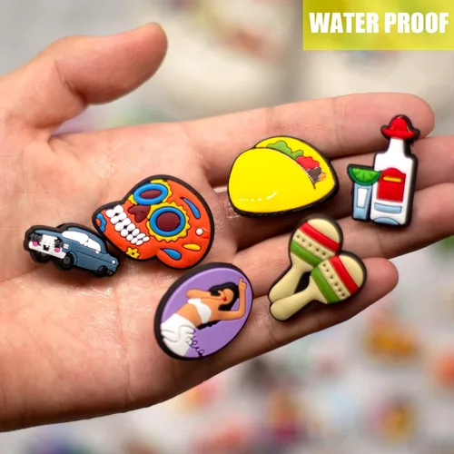 Vista 5 de 50,100,150 PCS Mexican Inspired Shoe Charms for Croc Clog Sandals, Deluxe Accessories Charms for Adults Women Men Party Favor