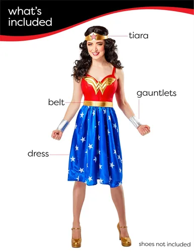 Vista 3 de Rubies DC Comics: Wonder Woman Costume Dress for Adults