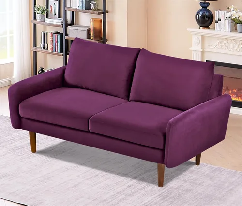 Vista 6 de Container Furniture Direct Kent Sofá biplaza de terciopelo para salas de estar modernas y espacios compactos, cómodo sofá de 2 plazas, muebles
