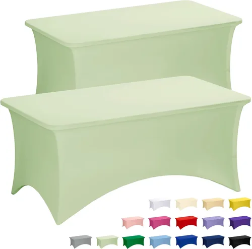Vista 24 de Fixwal Paquete de 6 Manteles de Mesa Rectangulares, Cubierta de Mesa de 6 Pies, Mantel Blanco Rectangular Ajustado Elástico Rectangular, Cubierta