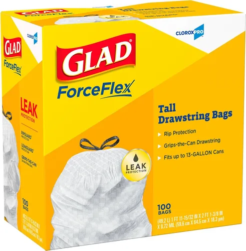 Vista 7 de Glad bolsas de basura con cordón grandes para cocina, 13 galones, 100 unidades (paquete de 4). Unscented, Rip and Tear Resistant, Reinforced