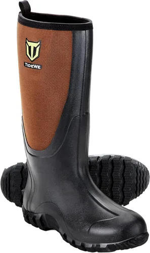 Vista 9 de TIDEWE Rubber Boots for Men, Waterproof Rain Boots with Steel Shank Negro