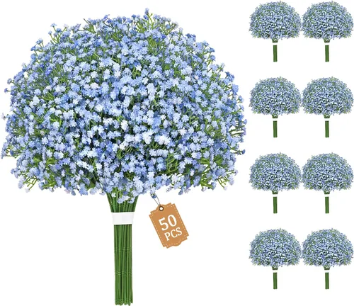 Vista 11 de Dolicer Guirnalda de flores artificiales para el aliento del bebé, 2 Azul