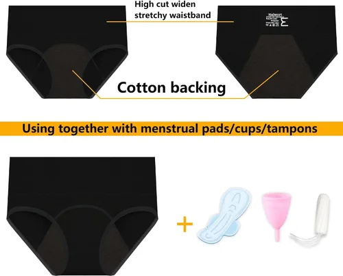 Vista 3 de Nalwort Bragas para el período menstrual para mujer, ropa interior a prueba de fugas, ropa interior protectora posparto
