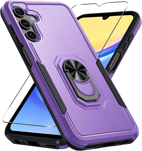 Vista 22 de Janmitta Funda compatible con Samsung Galaxy A14 5G con protector de pantalla + protector de lente de cámara, funda resistente de servicio pesado