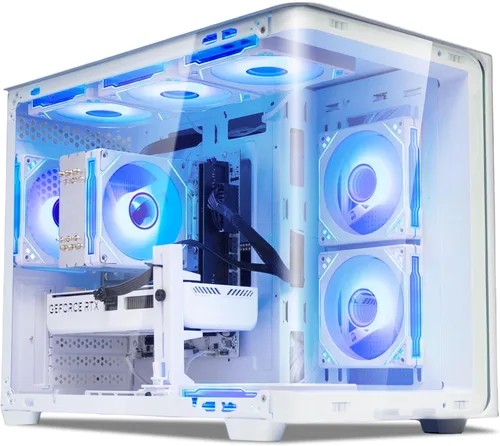 Vista 10 de suevery Prebuilt Desktop Computer Gaming PC Negro PC Memoria DDR4 16G, SSD 512G, AMD Ryzen5 6Cores 3.6G hasta 4.1G, tarjeta gráfica Radeon 4G