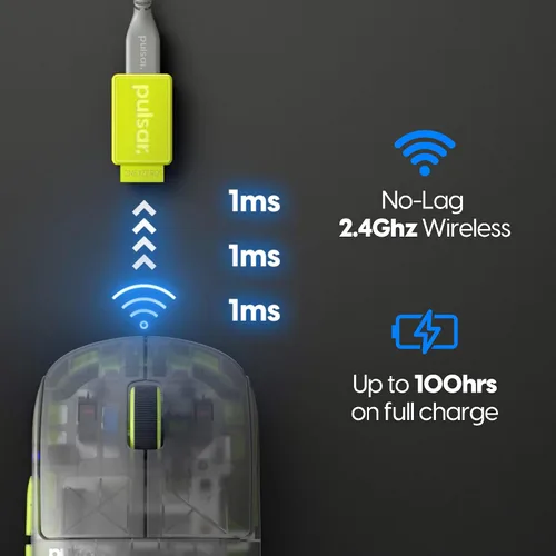 Vista 3 de Pulsar X2H - Mouse inalámbrico para juegos, edición limitada Acid Rewind, ultraligero de 1.83 onzas (1.83 oz), simétrico, interruptor óptico, 26000