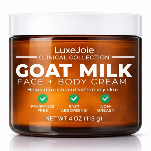 Vista 10 de LuxeJoie Crema facial de leche de cabra – Hidratante sin fragancia para piel seca y sensible – Hidratación rápida no grasa – Suave loción facial