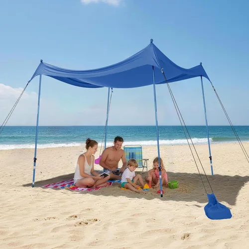 Vista 14 de CROWN SHADES Tienda de campaña de playa de 7 x 7, toldo de playa fácil de desplegar, UPF50+, 2 postes ajustables, turquesa
