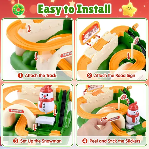 Vista 5 de Regalo de Navidad para Niño y Niña de 3 Años - Pista de Carreras de Autos Magnética para Niños Pequeños, Juguetes Educativos Stem para Nietos