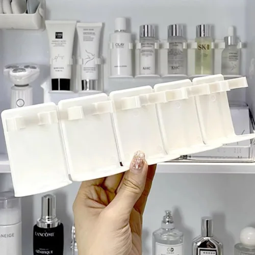 Vista 5 de Estante de almacenamiento multifuncional montado en la pared, organizador de baño, estante de pared sin perforaciones para suministros de baño
