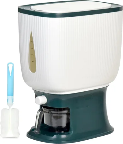 Vista 9 de Dispensador de arroz para encimeras, sella 20 libras de alimentos en tu dispensador pequeño, fuerte y ligero de arroz y cereales, cepillo y taza Gris