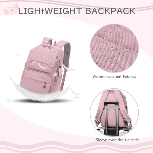 Vista 4 de Mochila casual para niños, color sólido, bolsa de escuela primaria y secundaria, bolsa de viaje para adolescentes, Negro -, Mochila de color sólido