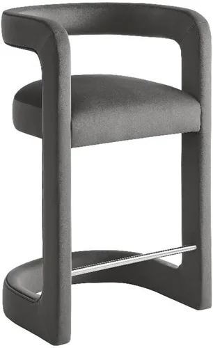 Vista 10 de Modway Winslow Performance - Taburete de terciopelo con reposapiés de acero inoxidable en alabastro